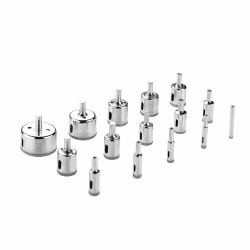Набор алмазных коронок по стеклу и керамике DEKO DHS01 15pcs Diamond Bit Glass 6-50мм 1100₽