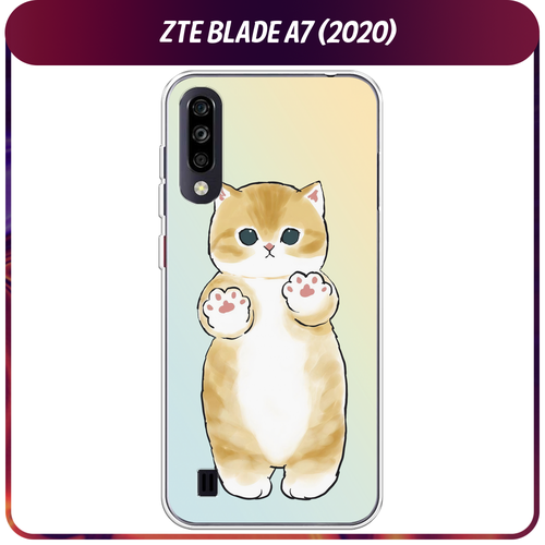 Силиконовый чехол на ZTE Blade A7 (2020) / ЗТЕ Блэйд A7 2020 Лапки котика силиконовый чехол на zte blade a7 2020 зте блэйд a7 2020 розовые разводы рисунок