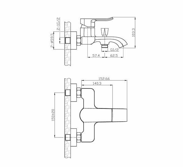 Смеситель для ванны с душем Agger Happy A0410000 Hoff - фото №15