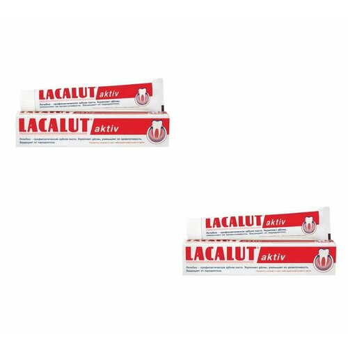 Lacalut Зубная паста Aktiv, 75 мл, 2 шт зубная паста lacalut aktiv herbal 75 мл 75 г 2 шт