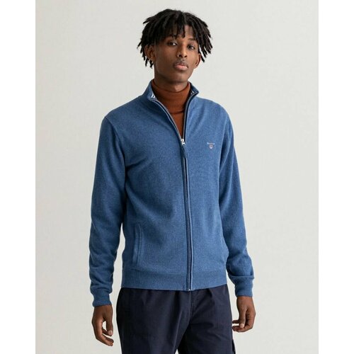 Кардиган GANT SUPERFINE LAMBSWOOL ZIP CARDIGA, размер 4XL, синий