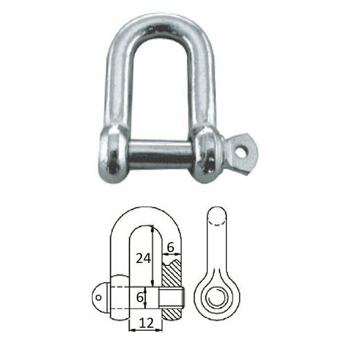 Скоба такелажная с винтовым пальцем 6 мм оцинков сталь 360₽