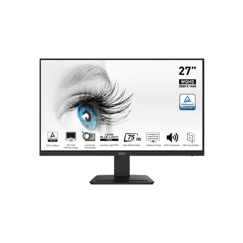 Монитор MSI 27" PRO MP273QV Black (VA, 2560x1440, 2xHDMI+DP, 1 ms, 178°/178°, 250 cd/m, 4000:1 (100M:1), 75Hz, MM)