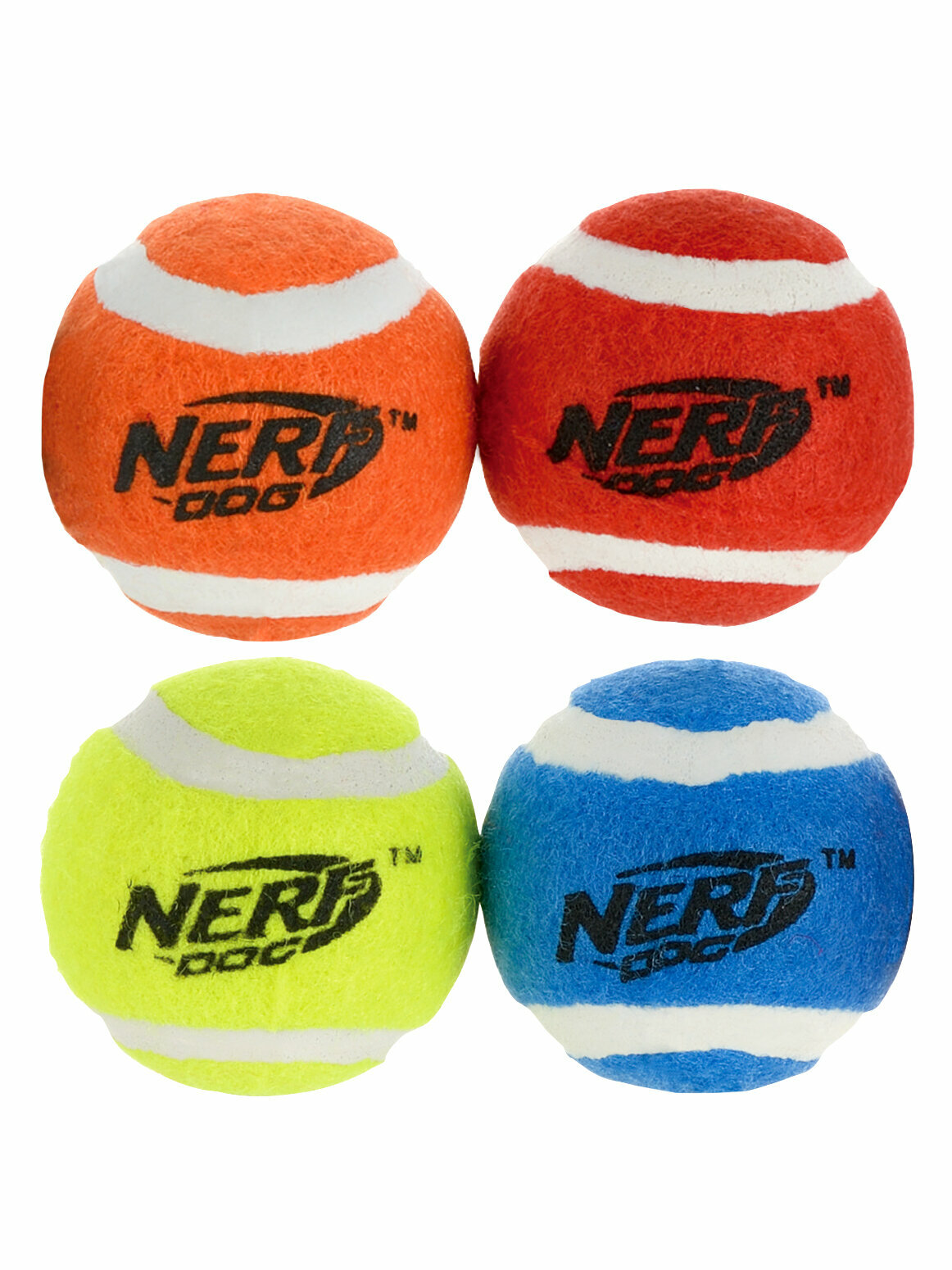 Игрушка для собак / Мяч теннисный для бластера 4 шт Д6,4 см Nerf Dog