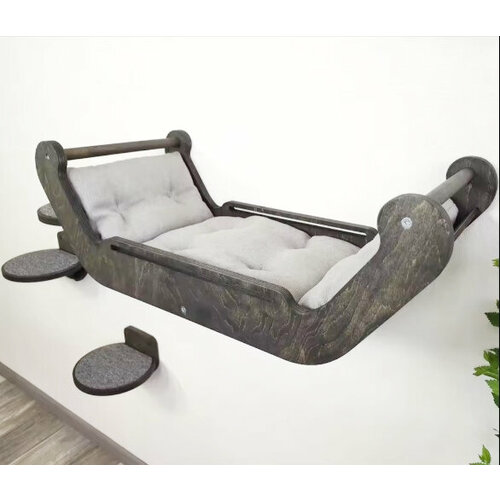 Для крупных кошек. Настенная деревянная кошачья кровать с 3 ступеньками, настенная полка для сна, деревянная мебель для кошек, гамак, кровать.