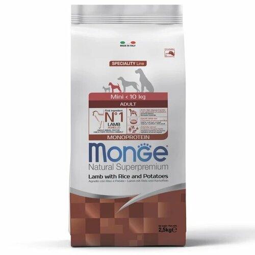Корм для собак Mong Speciality line Mini (для мелких пород) ягненок, с рисом и картофелем 2.5 кг