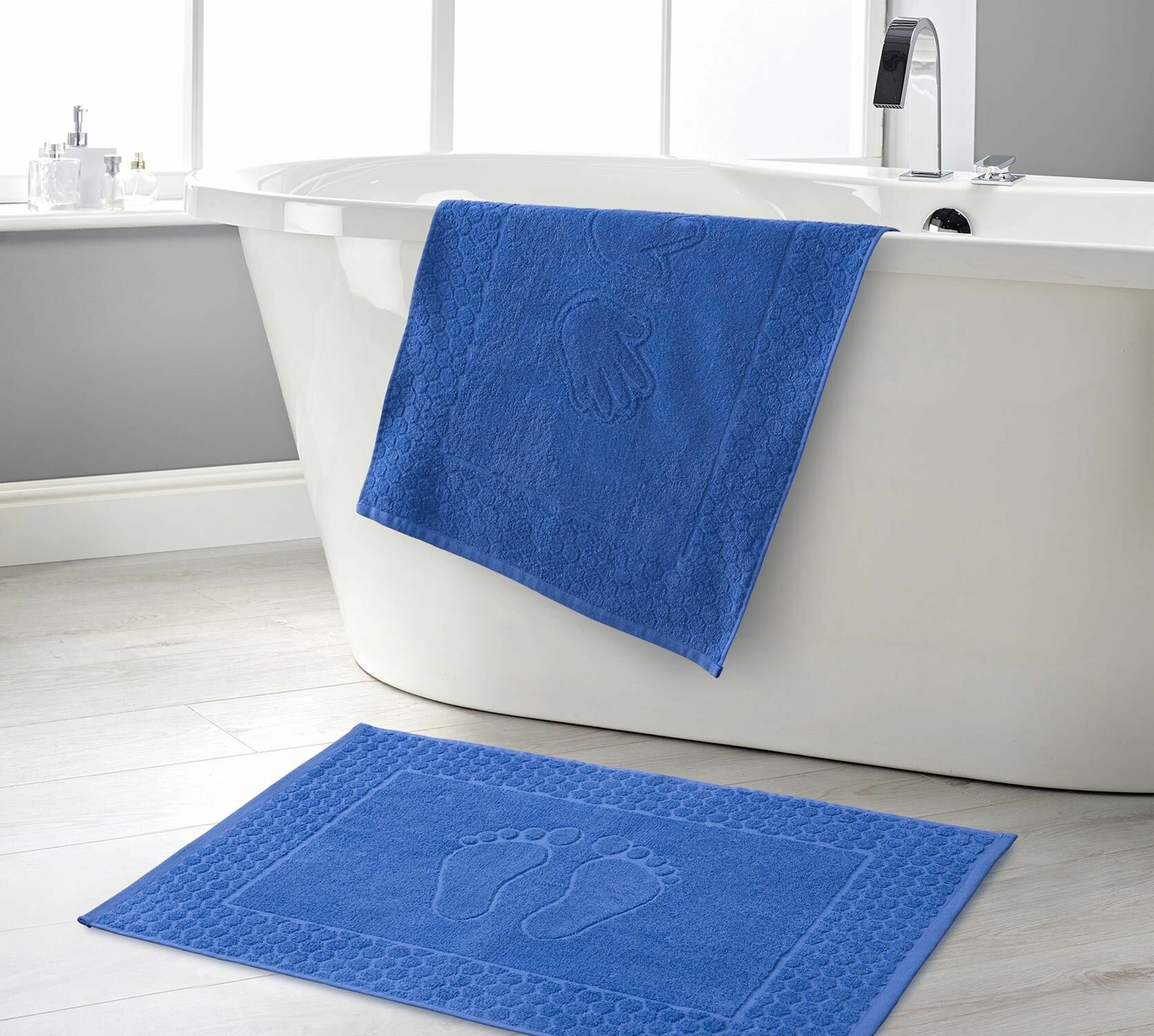 Махровое полотенце для ног ComfortLife Утро (синий), 50х70