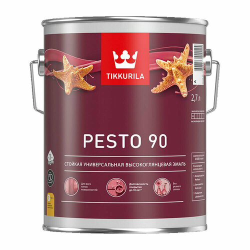 Эмаль алкидная Tikkurila Pesto 90 база A глянцевая 2,7 л