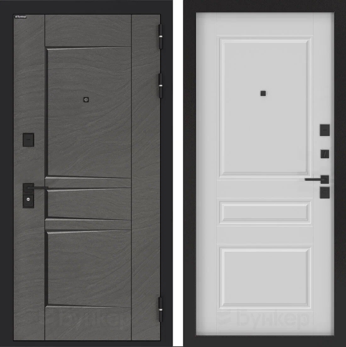 Входная дверь BN-04 внутренней панелью МДФ панель 10 мм ФЛЗ-1 цвет Белый софт размер по коробке 880х2050 правая