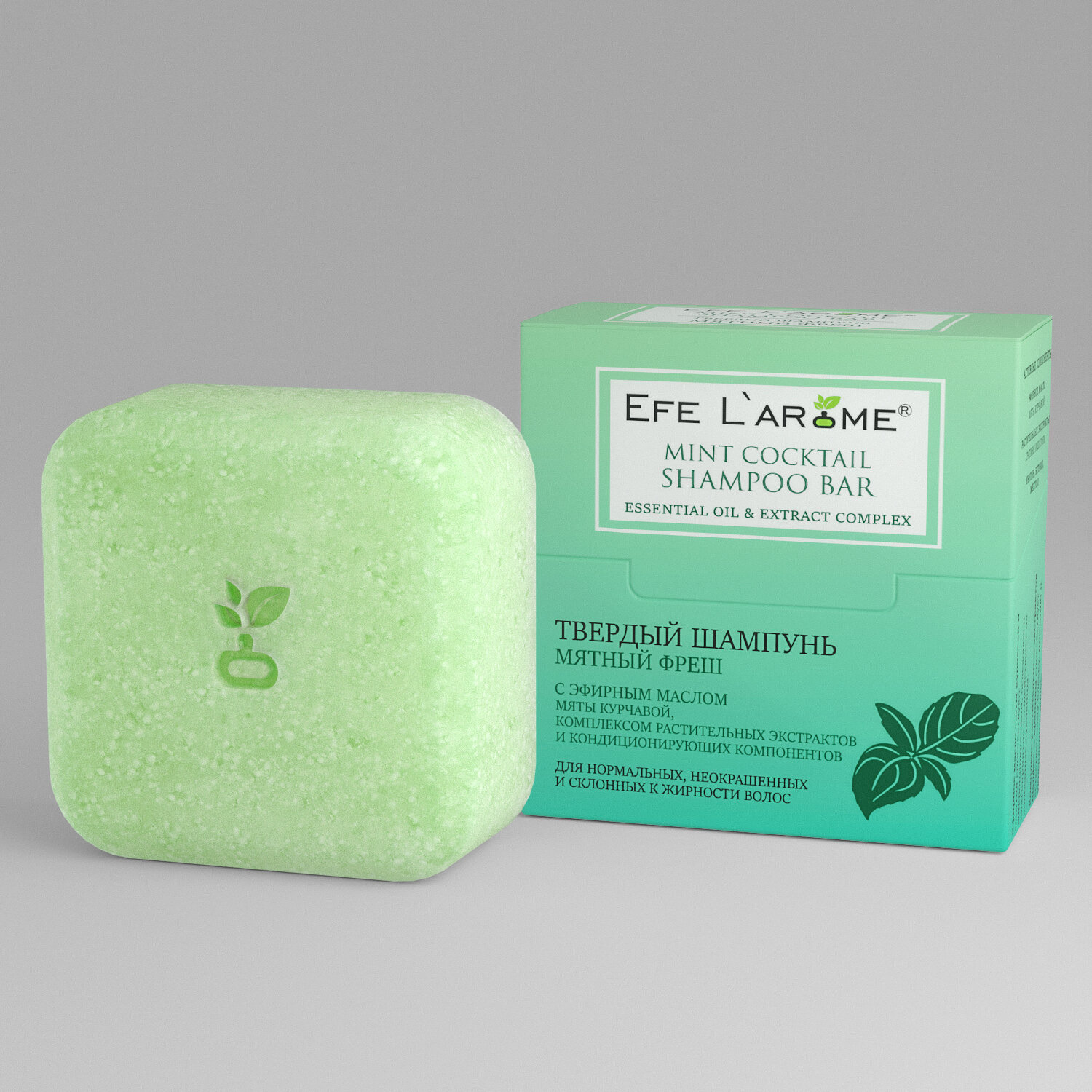 фото Твёрдый шампунь Efe L`arome "Мятный фреш", укрепление и рост нормальных и склонных к жирности волос