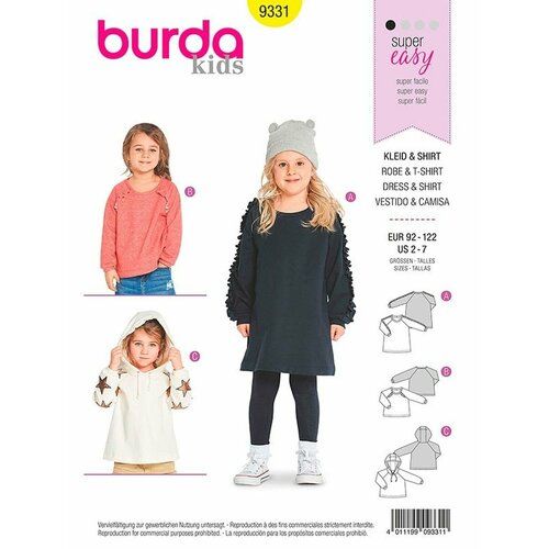 Выкройка Burda 9331 Платье, пуловер выкройка burda 7144 платье юбка пуловер