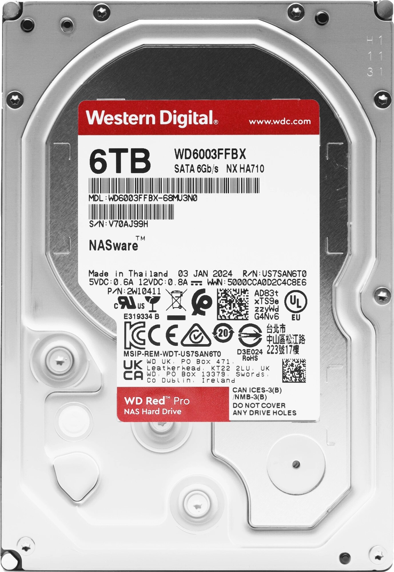 WD Жесткий диск WD SATA-III 6Tb WD6003FFBX NAS Red Pro (7200rpm) 256Mb 3.5" WD6003FFBX