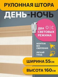 Рулонные шторы день ночь Бейс Персиковый DECOFEST 55 см x 160 см, жалюзи на окно