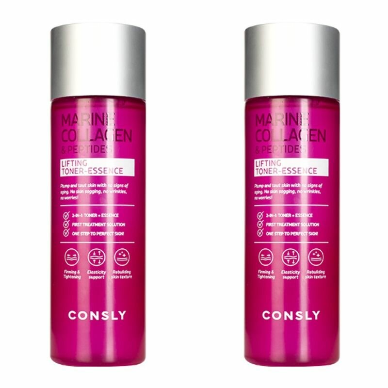 CONSLY Тонер-эссенция укрепляющий с коллагеном и пептидами Marine Collagen Peptides Lifting Toner-Essence, 200 мл, 2 шт