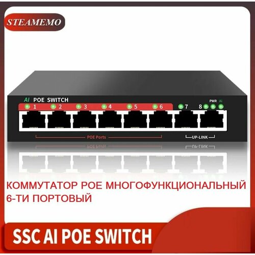 Коммутатор сетевой POE Switch 6-ти портовый 5500₽