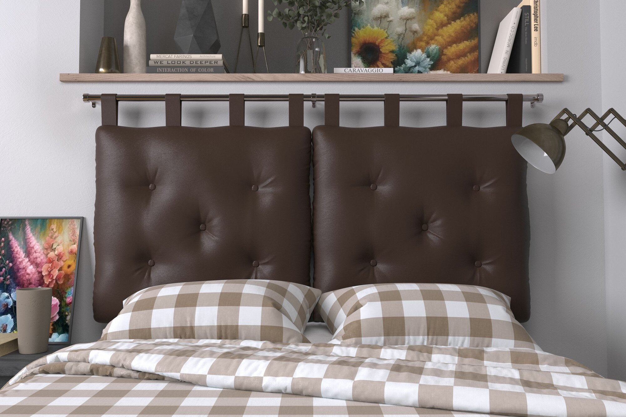 Набивное изголовье-подушка для кровати Mr. Mattress Soft S 180x70 Brown без крепления