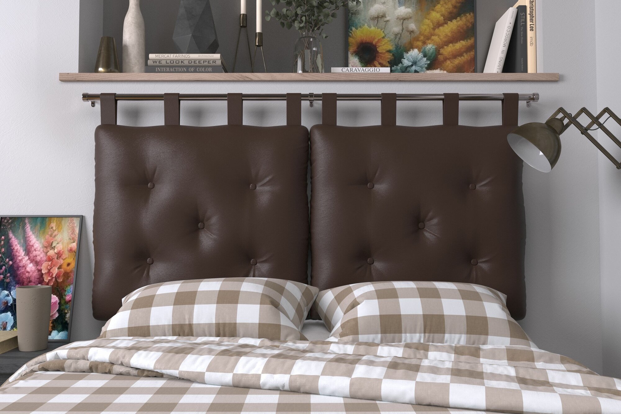 Набивное изголовье-подушка для кровати Mr. Mattress Soft S 80x70 Brown без крепления