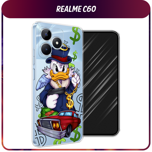 Силиконовый чехол на Realme C60 / Реалми C60 Scrooge McDuck with a Gold Chain, прозрачный