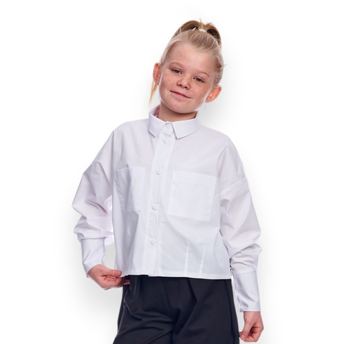 Школьная блуза LADNO, размер 84/164, белый блуза карамелли размер 164 84 синий