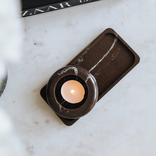 Набор подсвечник на подставке из литьевого мрамора Haifisch Коричневый мрамор 881₽