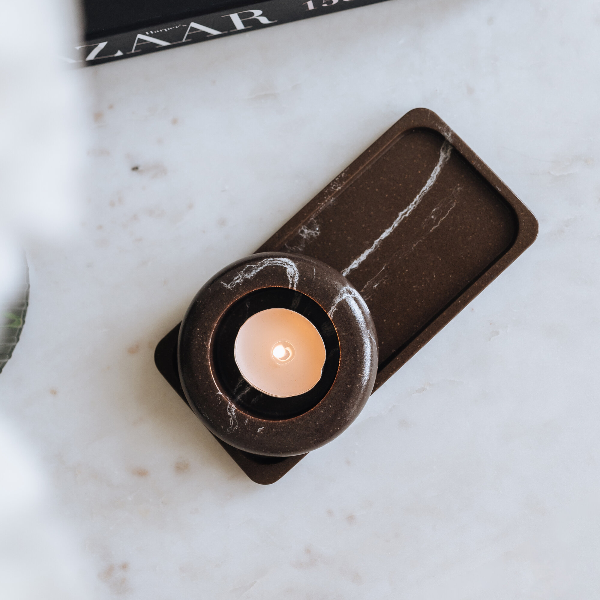 фото Набор подсвечник на подставке из литьевого мрамора Haifisch Серый мрамор