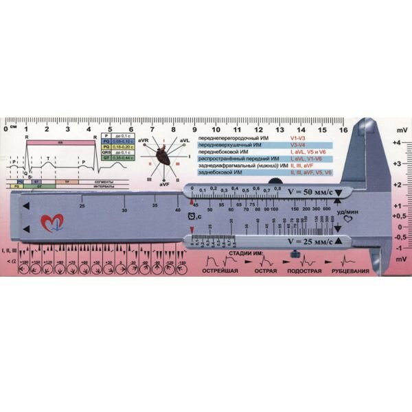 ЭКГ линейка картонная для расшифровки электрокардиограммы
