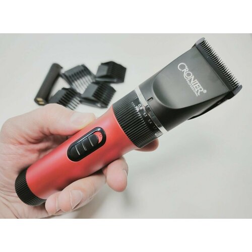 Мощная аккумуляторная профессиональная машинка для стрижки волос Красный черный 290000₽
