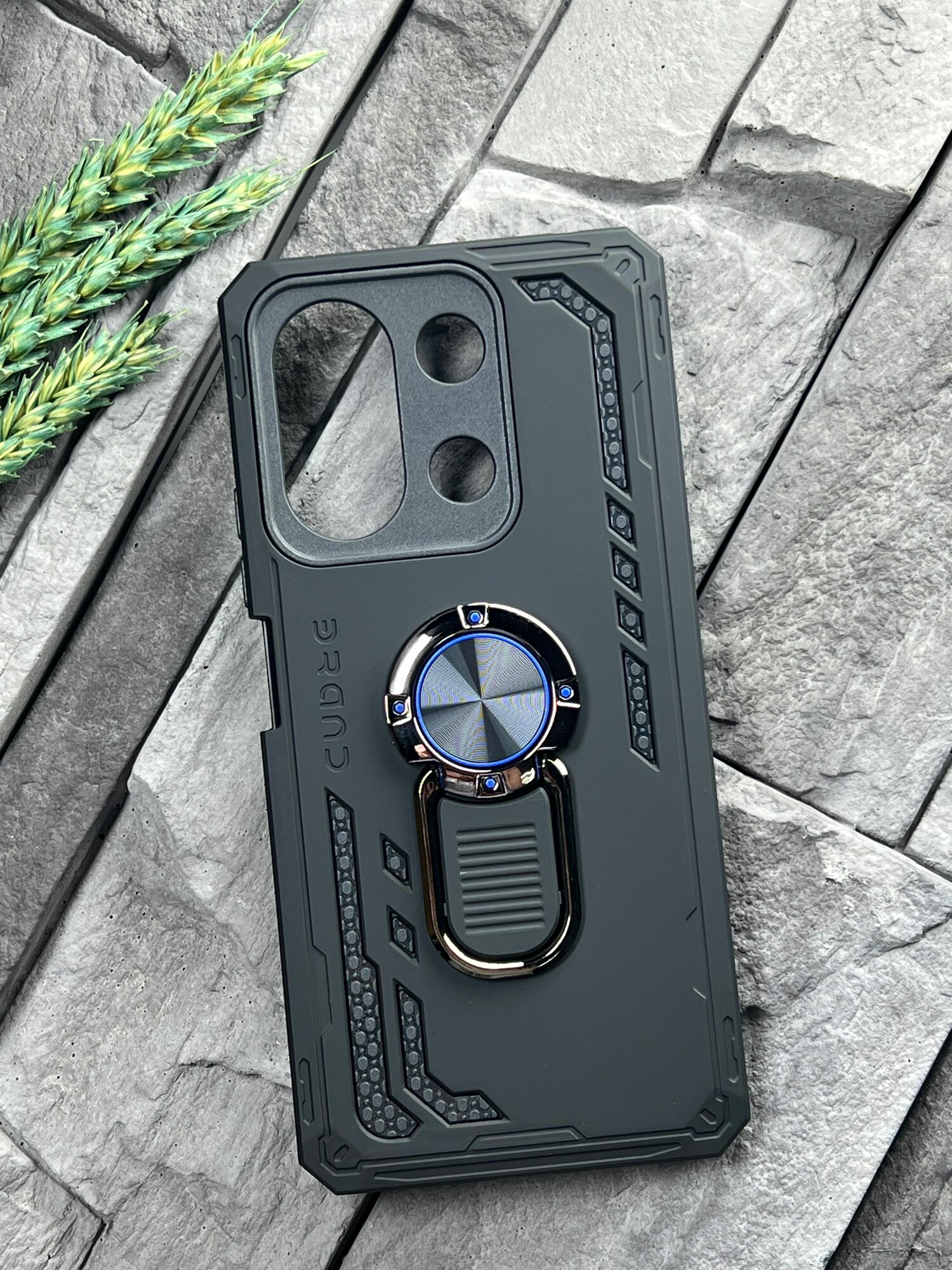 фото Чехол противоударный для Xiaomi Redmi Note 13 4G ( Сяоми Редми Ноут 13 4 джи ) с функцией подставки , с кольцом-держателем, ударопрочный, усиленный , черный (1)