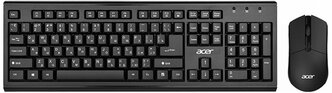 Комплект (клавиатура+мышь) Acer OKR120, USB, беспроводной, черный [zl.kbdee.007]
