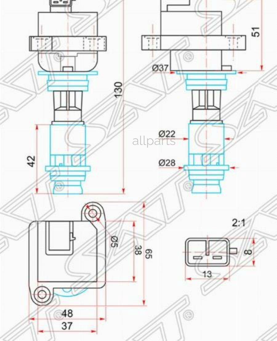 SAT ST-90919-02205 Катушка зажигания Toyota Mark II (X80, X90) 88-96 / Aristo 91-97 1JZGTE;2JZGTE
