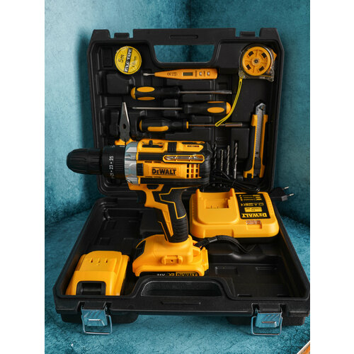 Аккумуляторный шуруповерт с набором инструментов 21В2АКБ 6000₽