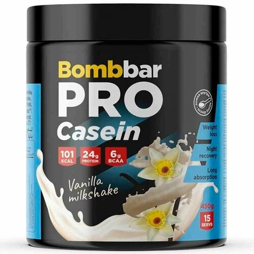Pro CASEIN 450 gr BB, ванильный милкшейк bombbar pro casein 900 гр ванильный милкшейк