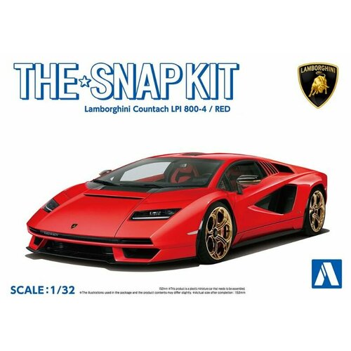 Сборная модель Lamborghini Countach LPI 800-4 (Red) в масштабе 1/32, сборка без клея и покраски! The Snap Kit Aoshima 06540