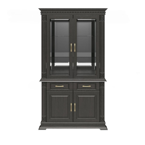 Шкаф-витрина ммк-древ, Верди 073 венге 3, 115*50*200 , массив дерева, с зеркалом.