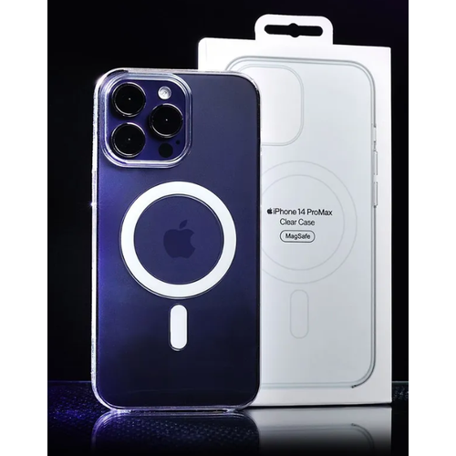 Пластиковый прозрачный чехол MagSafe iPhone 14 Pro Max тонкий и не создает толщину телефона чехол из алькантары открытый с magsafe для iphone 14 pro max sancore черный