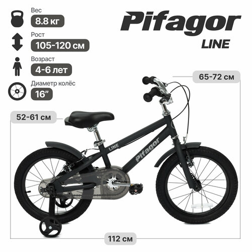 Велосипед Pifagor Line 16 Черный матовый PR16LNBK 13000₽
