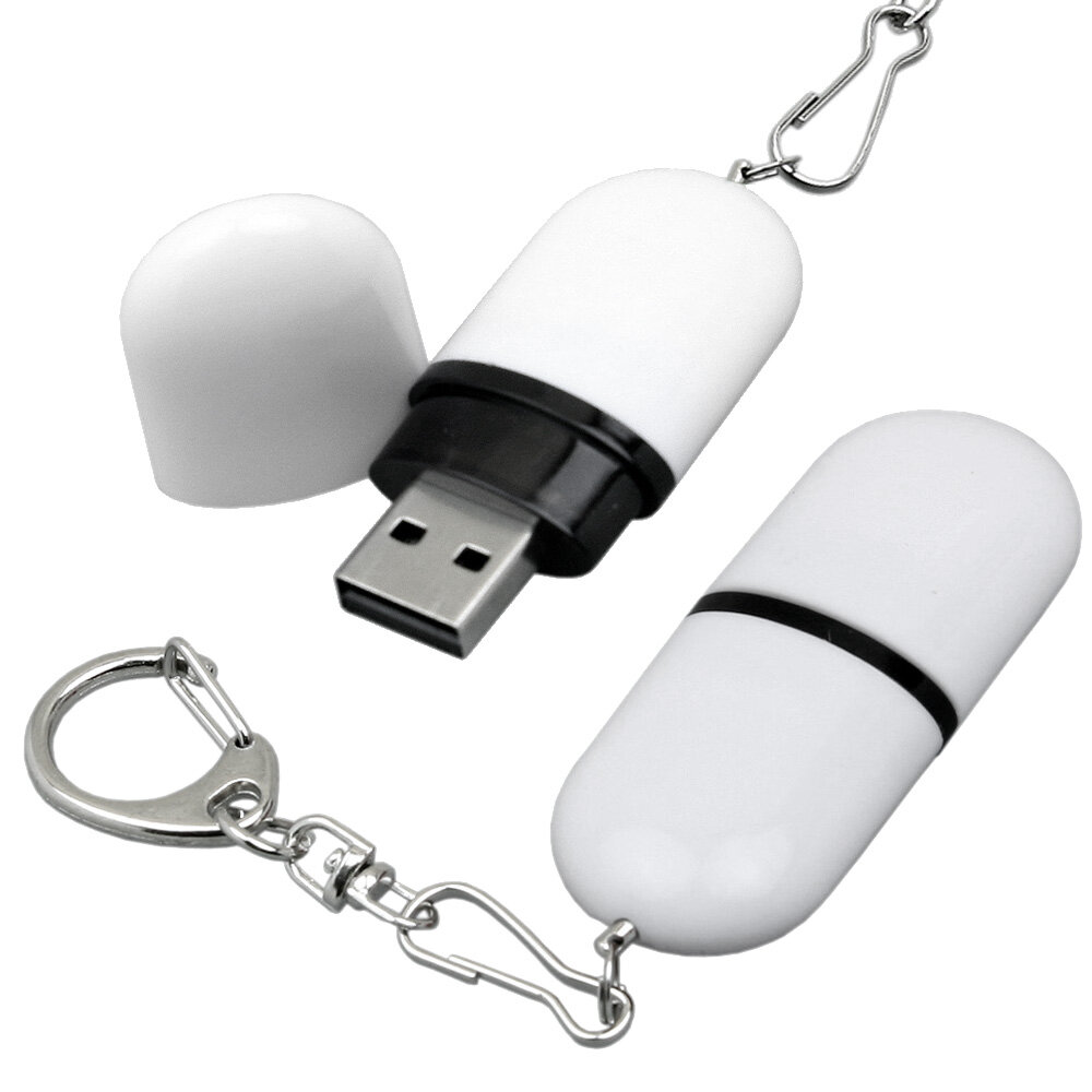 Каплевидная пластиковая флешка для нанесения логотипа (64 Гб / GB USB 2.0 Белый/White 015 флеш накопитель SUPERTALENT BP OEM)