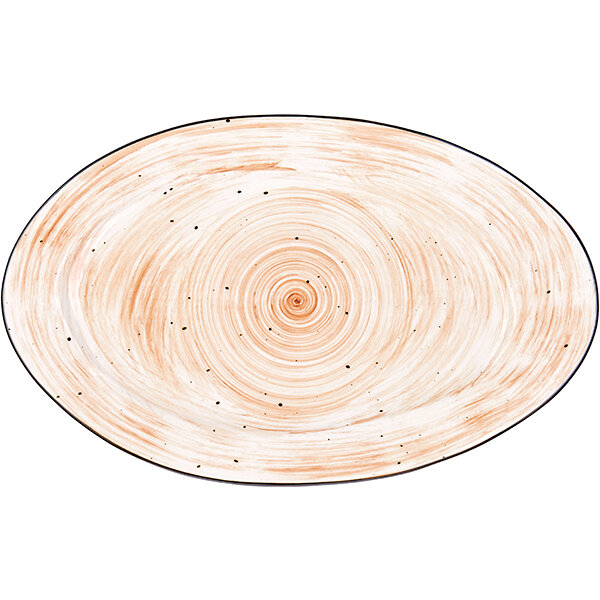 Блюдо овальное «Пастораль»; фарфор; H=2.3,L=32.5,B=20.5см; оранжевый