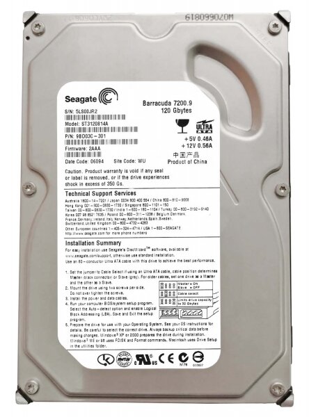 Жесткий диск Seagate ST3120814A 120Gb 7200 IDE 3.5" HDD