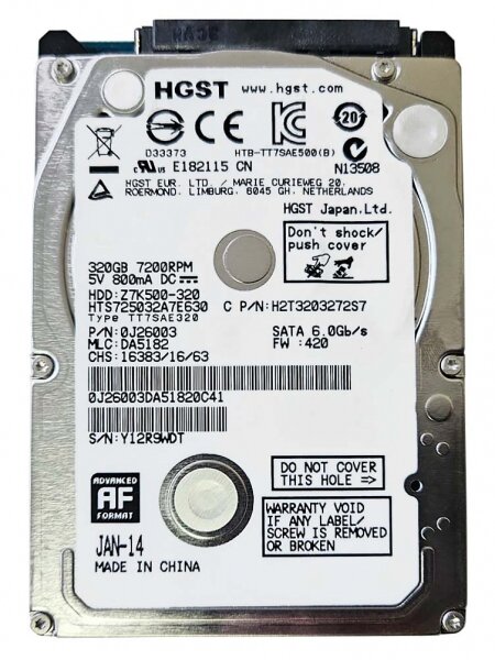 Жесткий диск Hitachi HTS725032A7E630 320Gb 7200 SATAIII 2,5" HDD