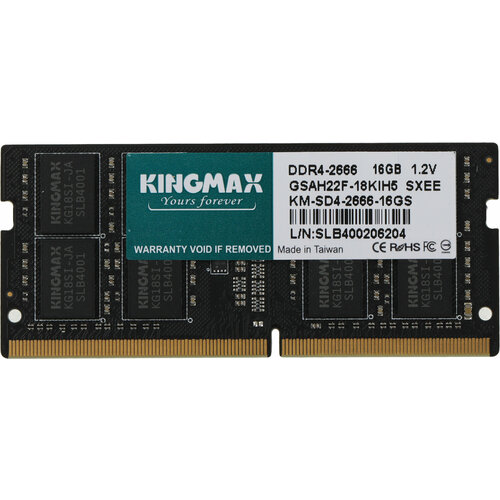 Память DDR4 16Gb 2666MHz Kingmax KM-SD4-2666-16GS OEM PC4-21300 CL19 SO-DIMM 260-pin 1.2В dual rank оперативная память 4gb ddr4 2666mhz kingmax so dimm km sd4 2666 4gs