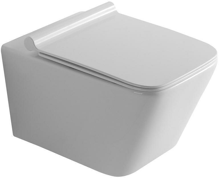 Унитаз Aquanet Vanessa 55x36x30,5, керамика, прямоугольная, подвесной, микролифт, антивсплеск, безободковый, горизонтальное (в стену), белый