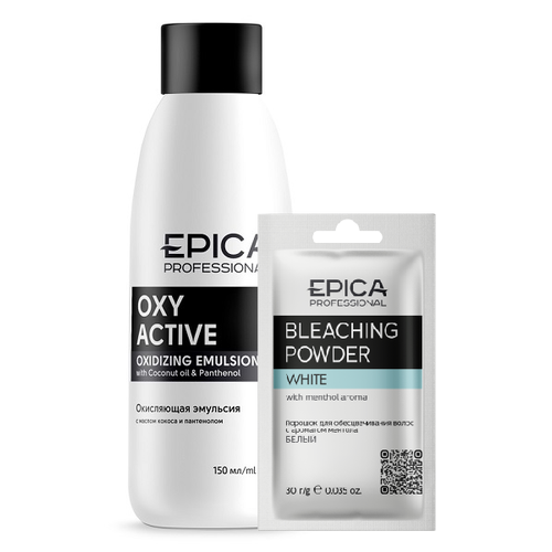 Набор EPICA Bleaching Powder Порошок для обесцвечивания Белый + EPICA PROFESSIONAL Oxy Active 3 % (10 vol) epica professional bleaching powder white порошок для обесцвечивания 500 г