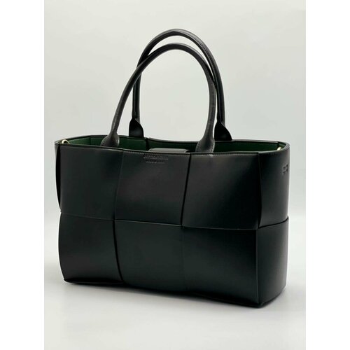 Комплект сумок шоппер , 2, фактура гладкая, матовая, плетеная, черный