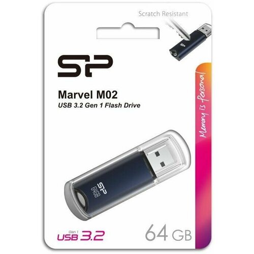 флешка usb silicon power marvel m02 128гб usb3 0 синий [sp128gbuf3m02v1b] Флешка USB Silicon Power Marvel M02 64ГБ, USB3.0, синий [sp064gbuf3m02v1b]