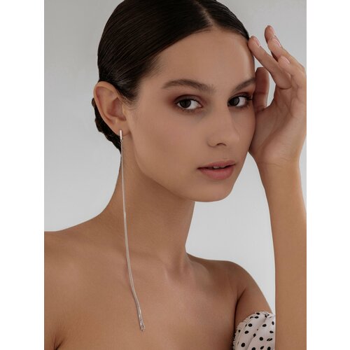 Серьги Golden City GOLDEN CITY, серебро, 925 проба, родирование, длина 21 см, серебряный