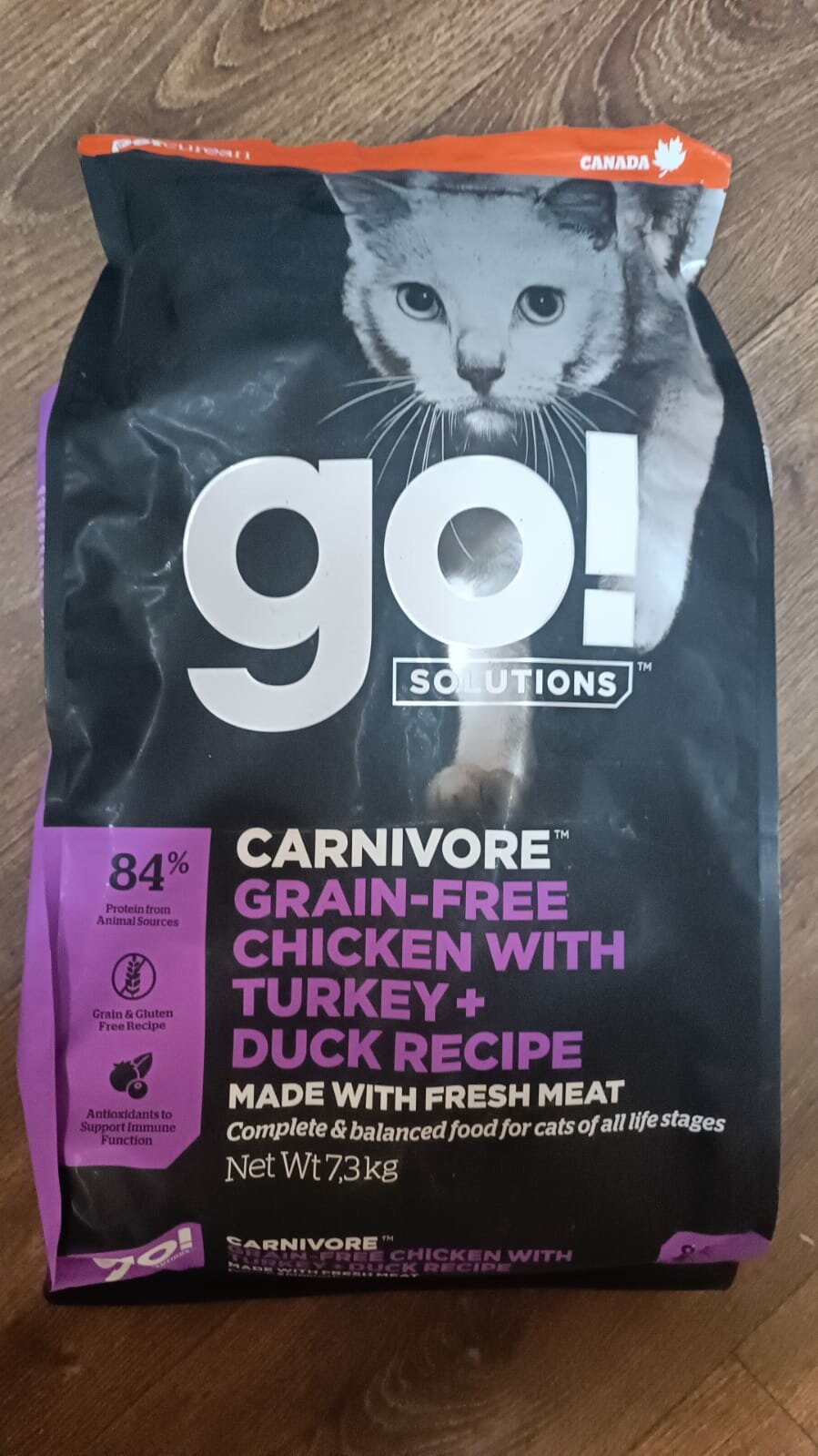 Сухой корм для кошек GO! Carnivore, беззерновой, курица, индейка, утка 7.26 кг (мини-филе)