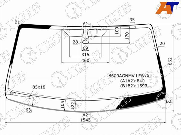 Стекло Лобовое (Датчик Дождя/ Молдинг) Volkswagen Amarok 10-20 XYG арт. 8609AGNMV LFW/X