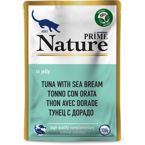 Prime (Прайм) Nature Пауч для взрослых кошек с тунцом и дорадо в желе 100 г 5 шт