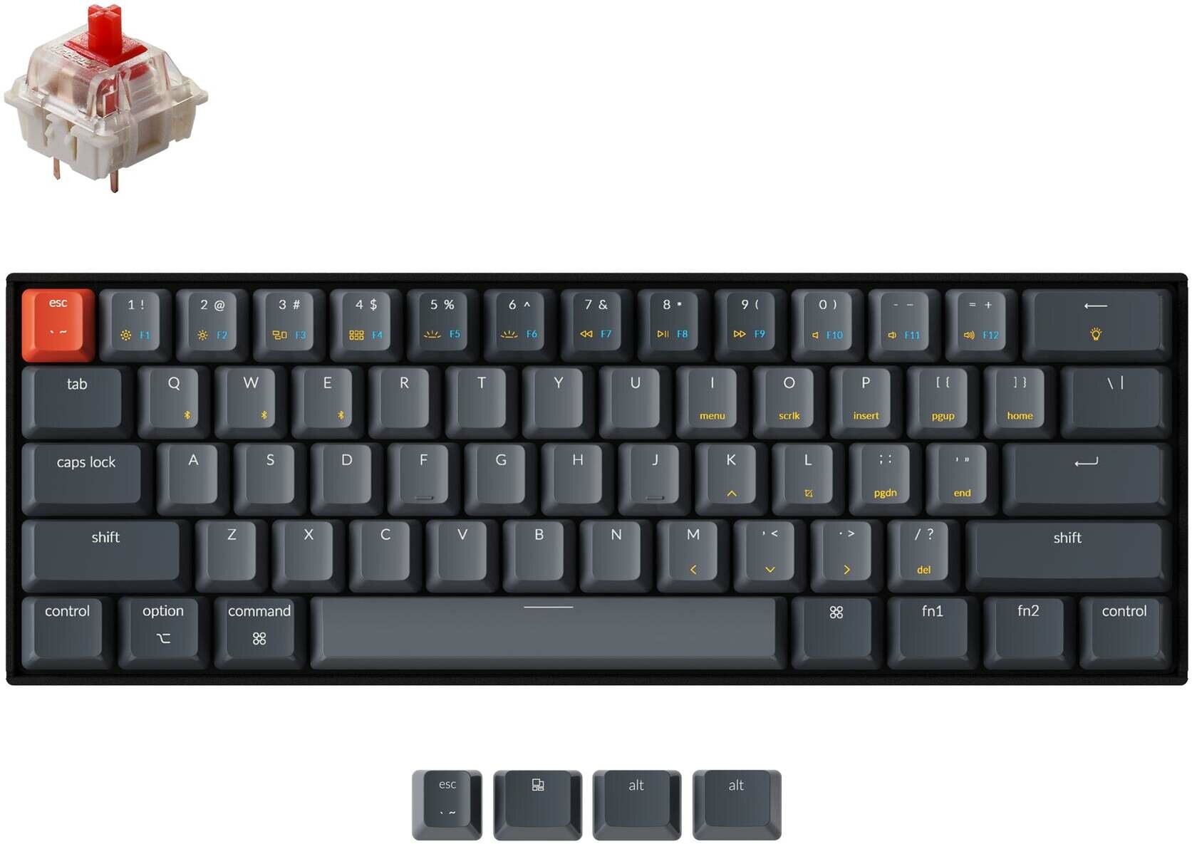 Беспроводная клавиатура Keychron K12 Grey (RGB, Gateron G pro Red Switch, RU)